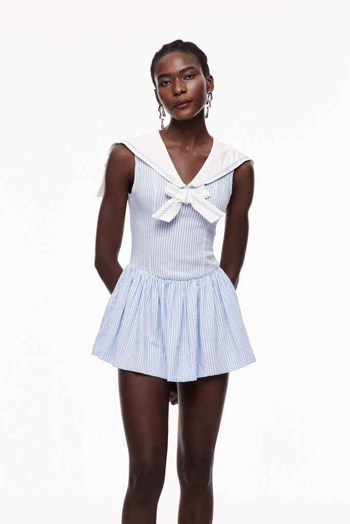 Cenhelm Stripe Bow Puffy Mini Dress - Stylish beautiful dress for special occasions | Buy Online