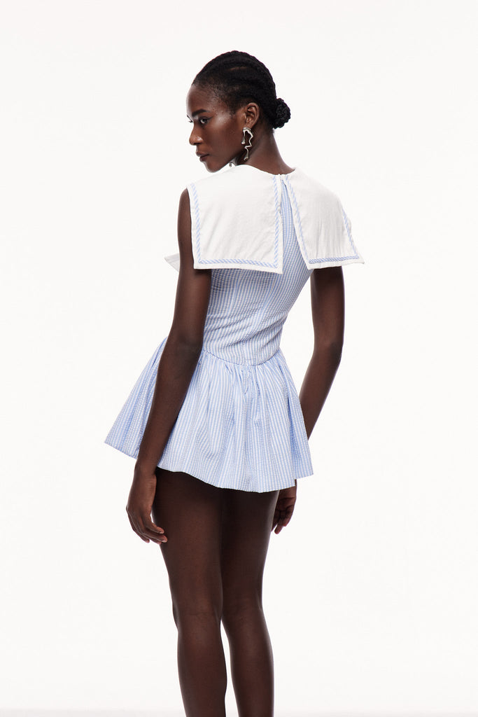 Cenhelm Stripe Bow Puffy Mini Dress - Stylish beautiful dress for special occasions | Buy Online