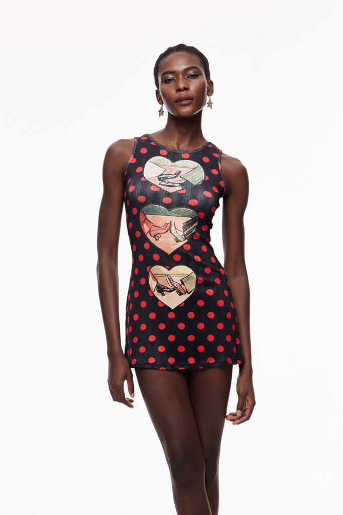 Ceolmund Dot Heart Sleeveless Mini Dress - Stylish beautiful dress for special occasions | Buy Online