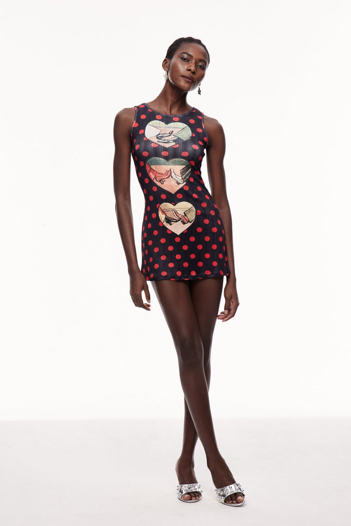 Stylish beautiful dress | Ceolmund Dot Heart Sleeveless Mini Dress - Ideal for special occasions