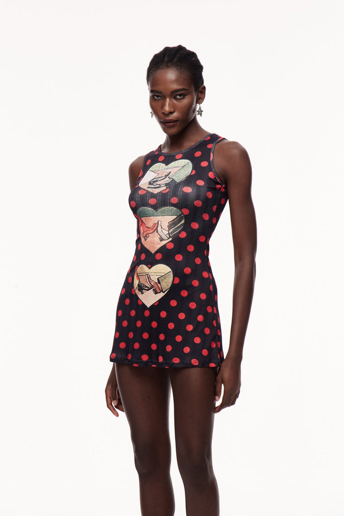 Shop  beautiful dress - Perfect for special occasions | Ceolmund Dot Heart Sleeveless Mini Dress