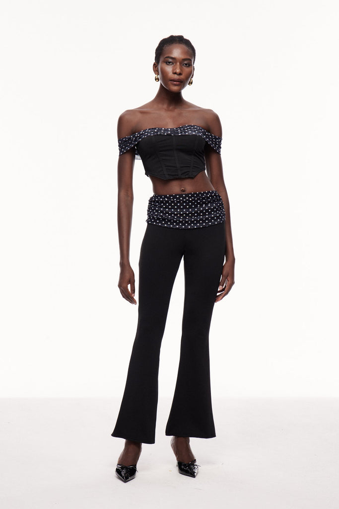 Stylish beautiful dress | Cephas Dot Ruch Off Shoulder Pants Set - Ideal for special occasions