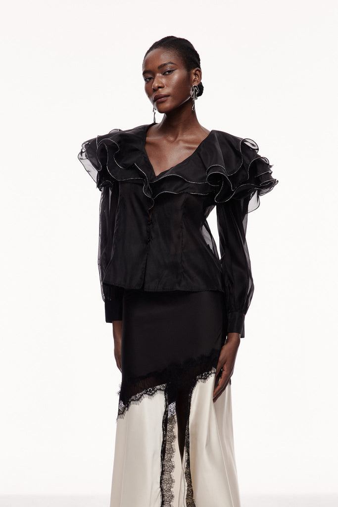 Stylish beautiful dress | Cerball Ruffle Long Sleeve Top - Ideal for special occasions