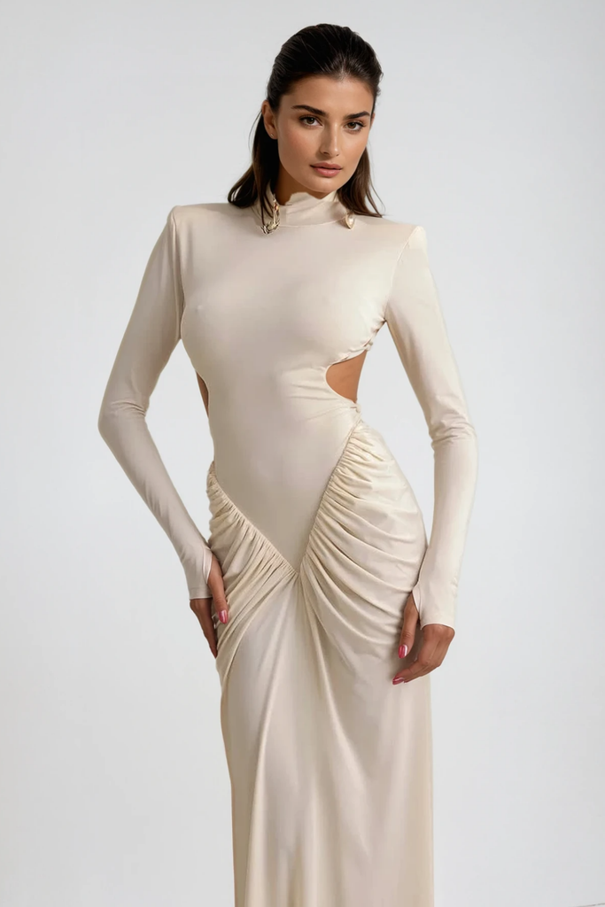 Stylish beautiful dress | Cesarina Cutout Ruch Long Sleeve Maxi Dress - Ideal for special occasions