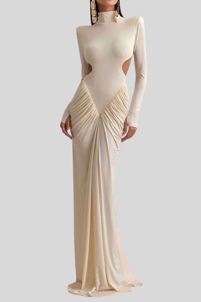 Stylish beautiful dress | Cesarina Cutout Ruch Long Sleeve Maxi Dress - Ideal for special occasions