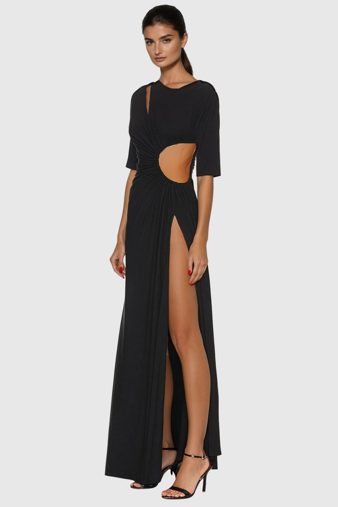 Cesarino Cutout Ruch Split Maxi Dress - Stylish beautiful dress for special occasions | Buy Online