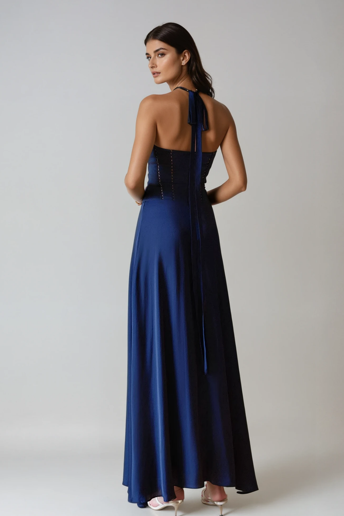 Stylish beautiful dress | Cevahir Halter Neck Corset Maxi Dress - Ideal for special occasions