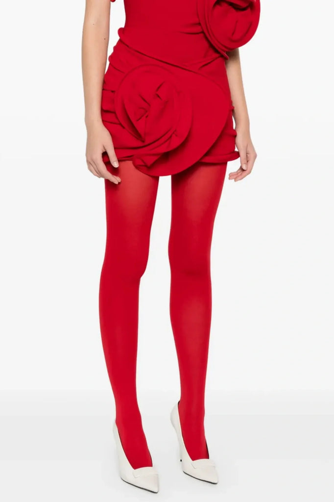 Ceyla Floral Appliqué Skirt - Red - Stylish red dress for special occasions | Buy Online