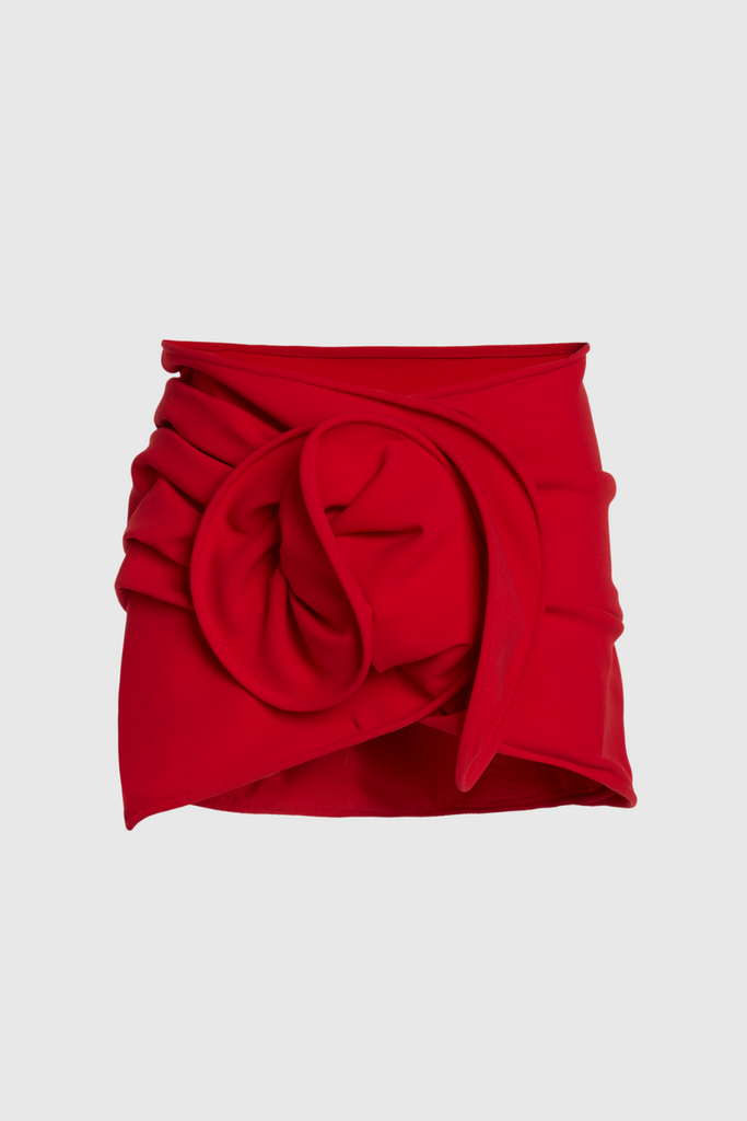 Stylish red dress | Ceyla Floral Appliqué Skirt - Red - Ideal for special occasions