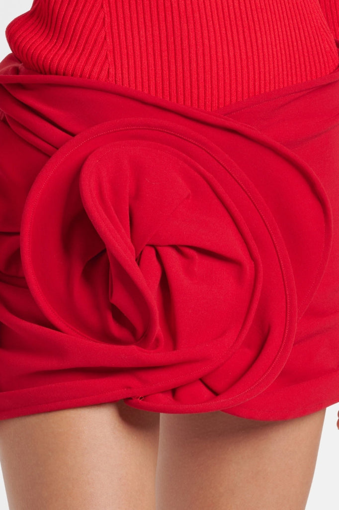 Stylish red dress | Ceyla Floral Appliqué Skirt - Red - Ideal for special occasions