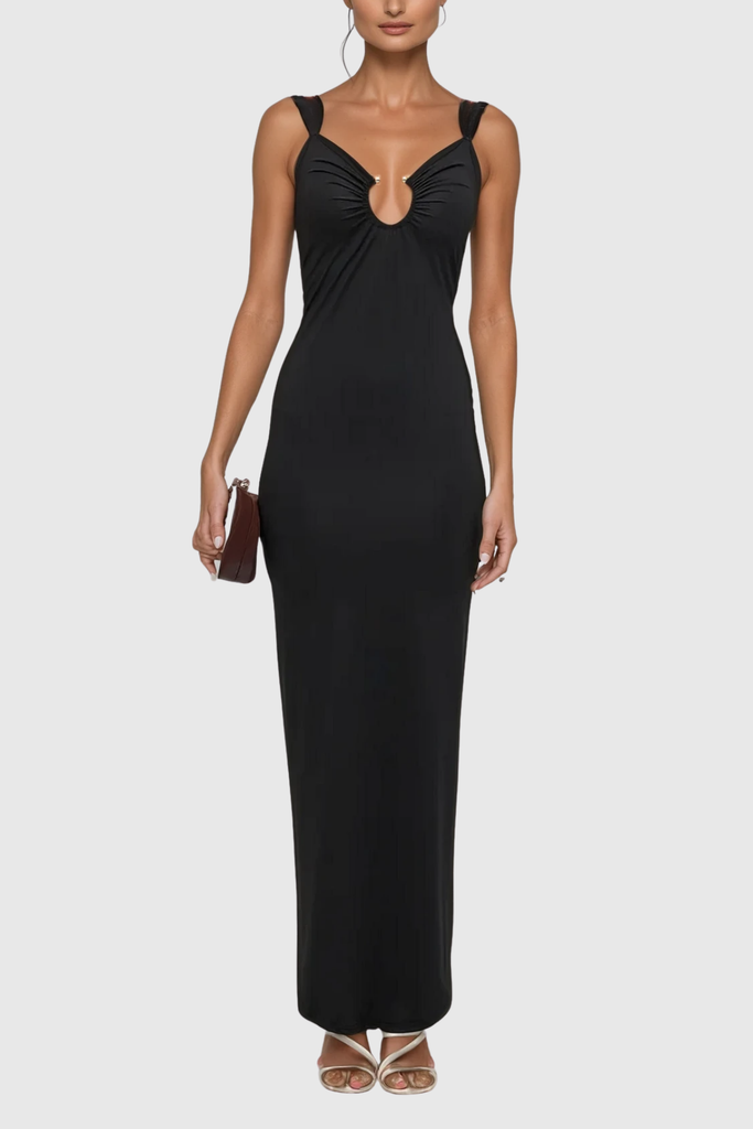 Cezar Cutout Ruch Split Maxi Dress - Stylish beautiful dress for special occasions | Buy Online
