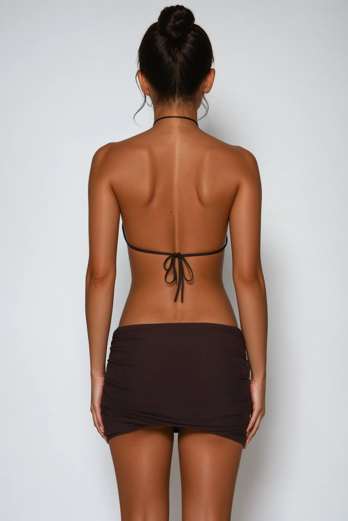 Shop  beautiful dress - Perfect for special occasions | Cezara Halter Neck Backless Ruch Mini Dress