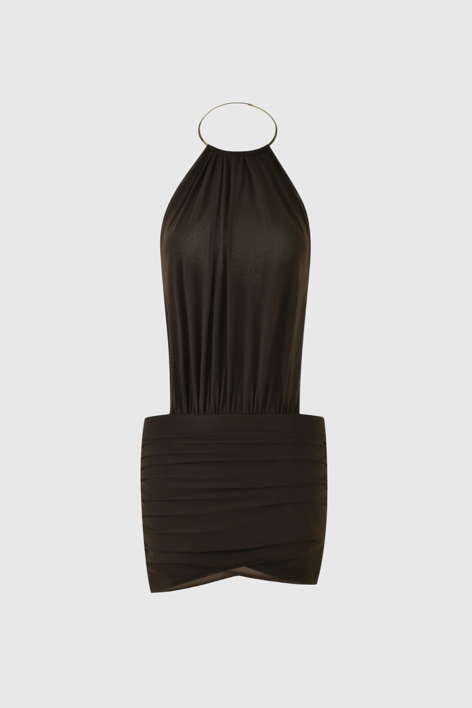 Stylish beautiful dress | Cezara Halter Neck Backless Ruch Mini Dress - Ideal for special occasions