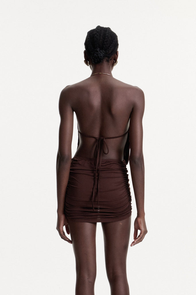 Stylish beautiful dress | Cezara Halter Neck Backless Ruch Mini Dress - Ideal for special occasions