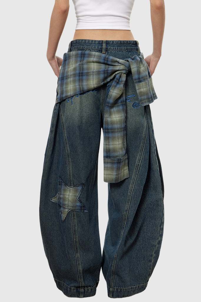 Stylish beautiful dress | Chace Star Tie Up Baggy Jeans - Ideal for special occasions