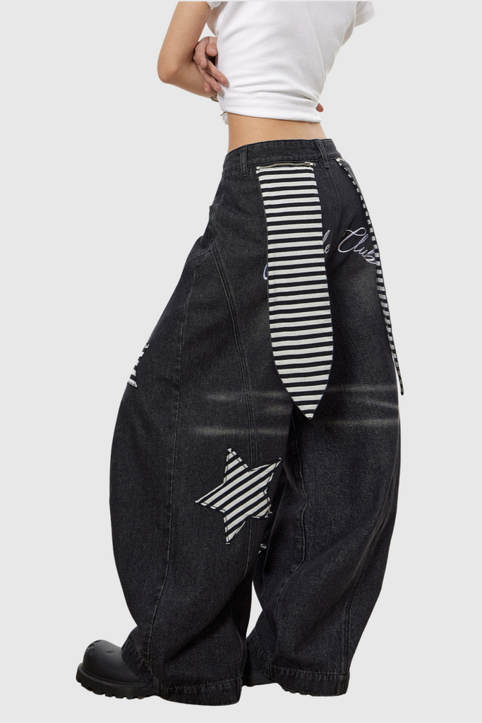 Stylish beautiful dress | Chad Stripe Star Deconstruct Baggy Jeans - Ideal for special occasions