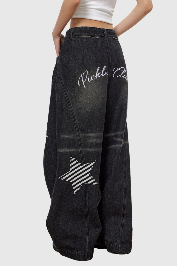 Chad Stripe Star Deconstruct Baggy Jeans - Stylish beautiful dress for special occasions | Buy Online