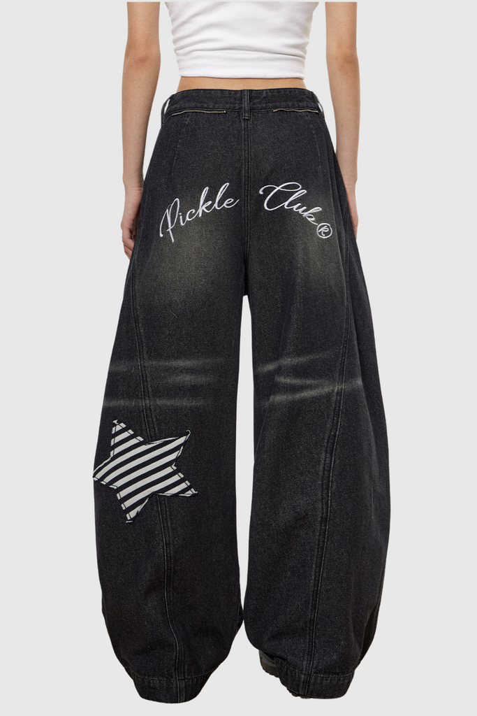 Chad Stripe Star Deconstruct Baggy Jeans - Stylish beautiful dress for special occasions | Buy Online