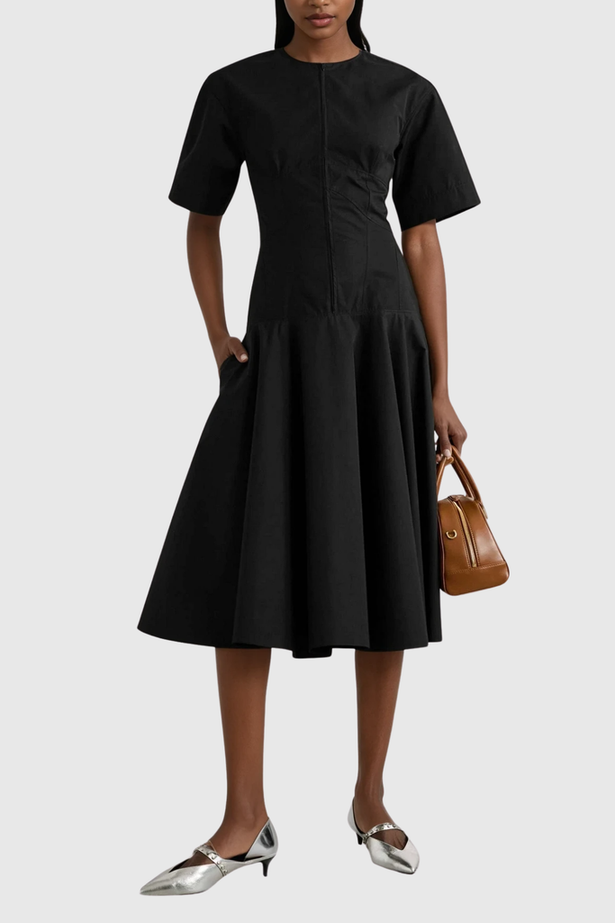 Stylish black dress | Chalice Deconstruct Ruffle Midi Dress In Black - Ideal for special occasions