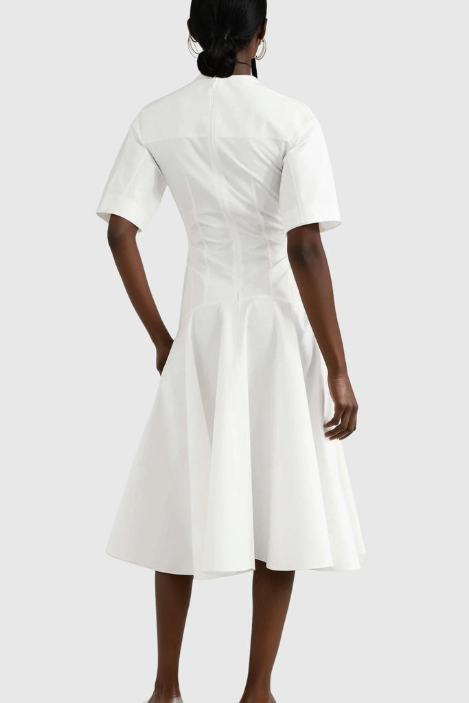 Chalice Deconstruct Ruffle Midi Dress In White - Stylish white dress for special occasions | Buy Online