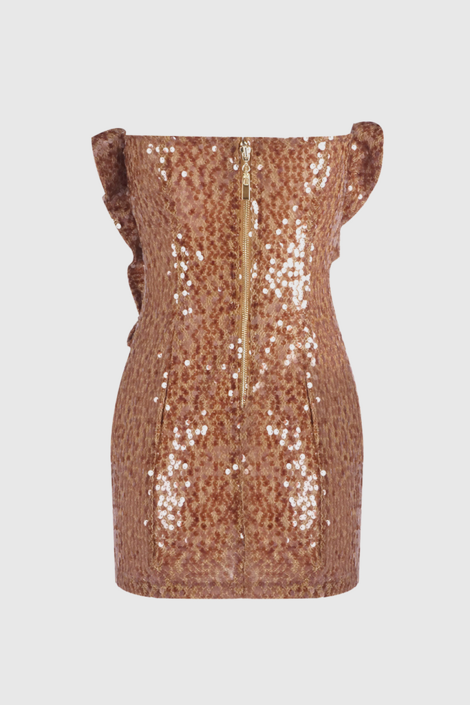 Stylish beautiful dress | Charae Sequin Floral Strapless Mini Dress - Ideal for special occasions