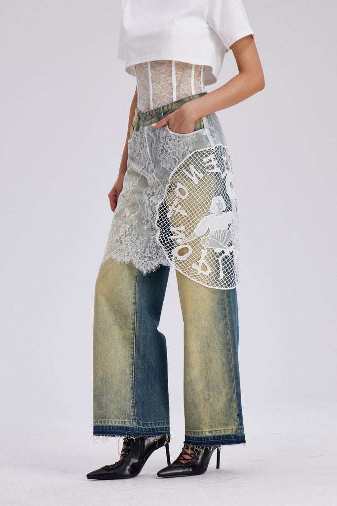 Stylish beautiful dress | Charlee Lace Bleached Jeans - Ideal for special occasions