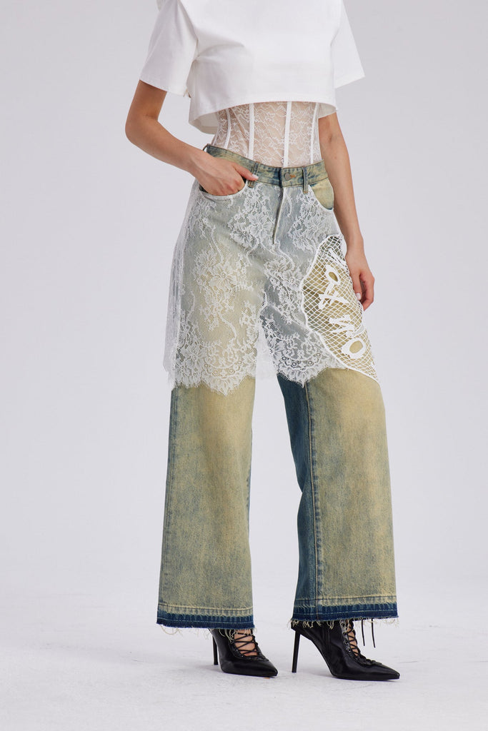 Stylish beautiful dress | Charlee Lace Bleached Jeans - Ideal for special occasions
