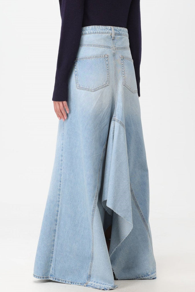 Charlia Paneled Frayed Denim Skirt - Stylish beautiful dress for special occasions | Buy Online