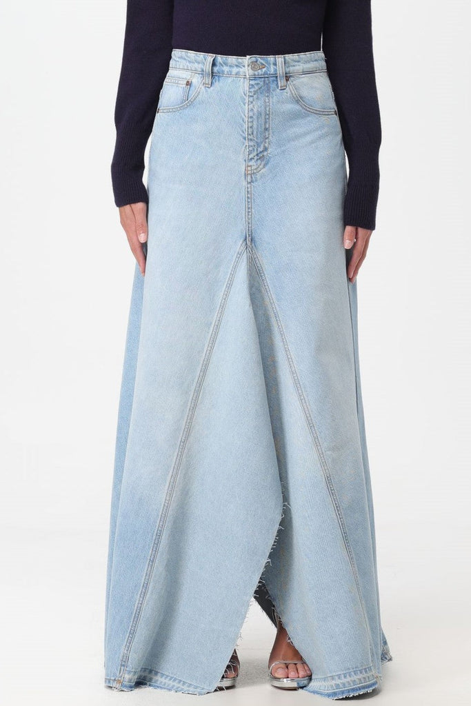 Shop  beautiful dress - Perfect for special occasions | Charlia Paneled Frayed Denim Skirt