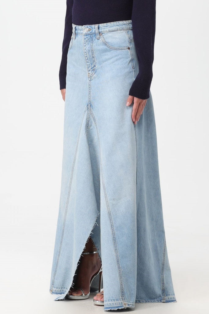 Shop  beautiful dress - Perfect for special occasions | Charlia Paneled Frayed Denim Skirt