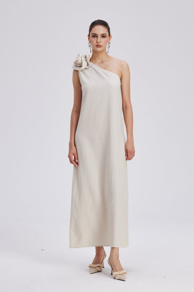 Shop  beautiful dress - Perfect for special occasions | Charlotta Flower One Shoulder Maxi Dress