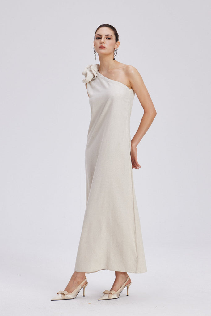 Shop  beautiful dress - Perfect for special occasions | Charlotta Flower One Shoulder Maxi Dress
