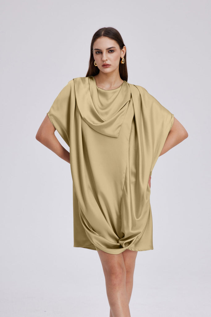 Stylish beautiful dress | Charly Cowl Neck Ruch Mini Dress - Ideal for special occasions