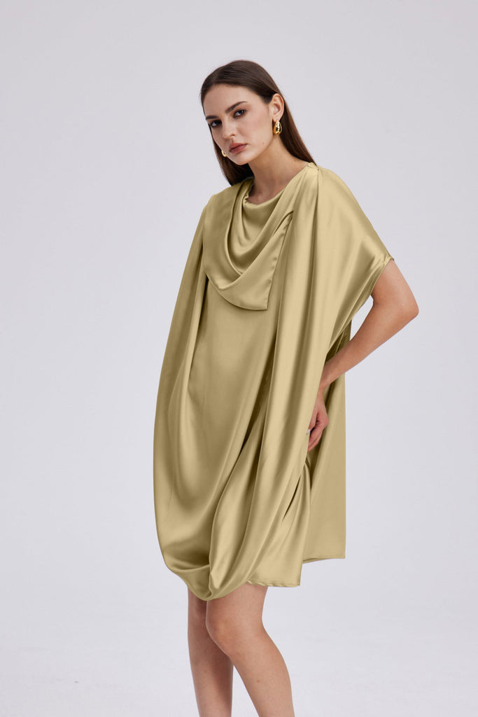 Stylish beautiful dress | Charly Cowl Neck Ruch Mini Dress - Ideal for special occasions