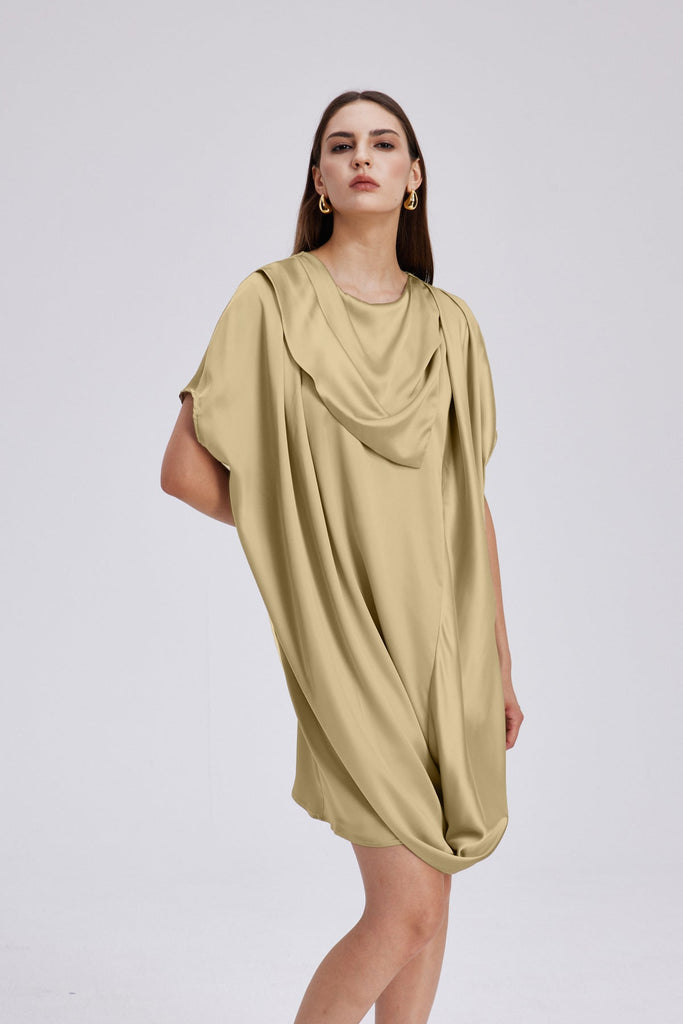 Charly Cowl Neck Ruch Mini Dress - Stylish beautiful dress for special occasions | Buy Online