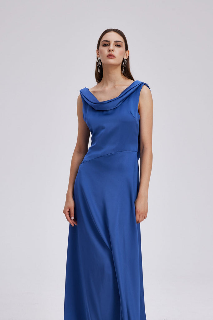 Charoula Bow Backless Satin Maxi Dress - Stylish beautiful dress for special occasions | Buy Online