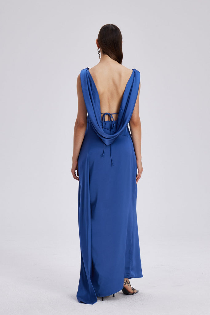 Shop  beautiful dress - Perfect for special occasions | Charoula Bow Backless Satin Maxi Dress