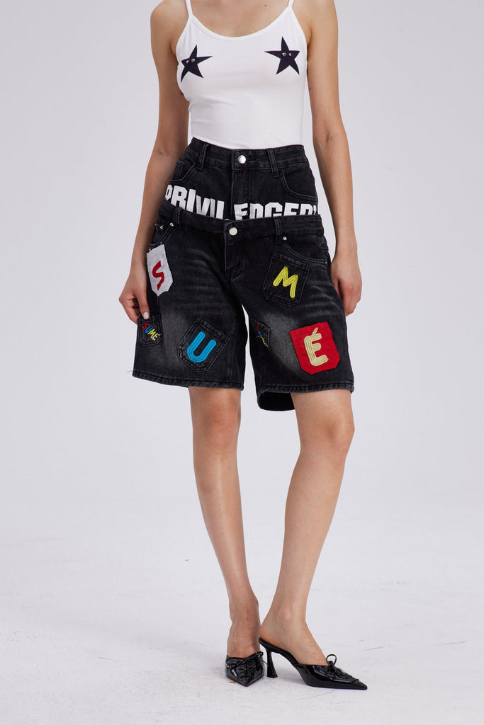 Stylish beautiful midi | Chasity Deconstruct Print Midi Jeans - Ideal for special occasions