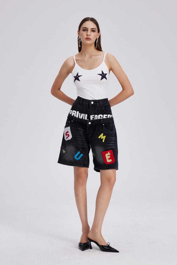 Chasity Deconstruct Print Midi Jeans - Stylish beautiful midi for special occasions | Buy Online