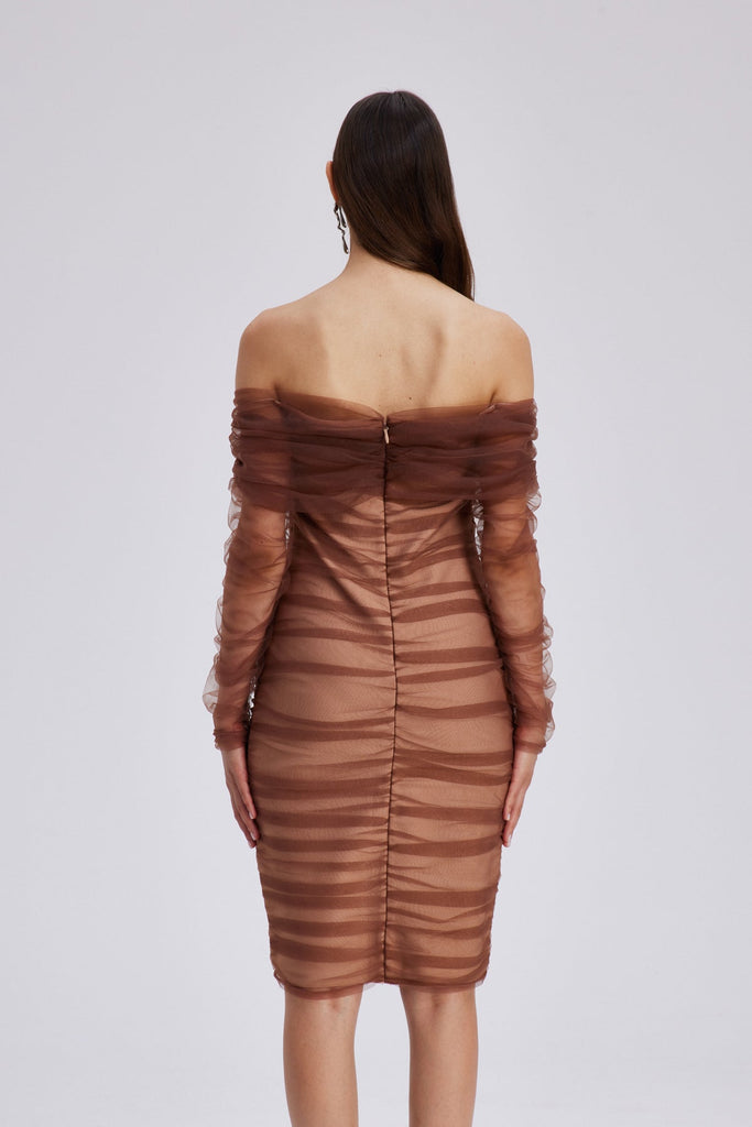 Stylish beautiful dress | Chaska Mesh Ruch Bandage Midi Dress - Ideal for special occasions