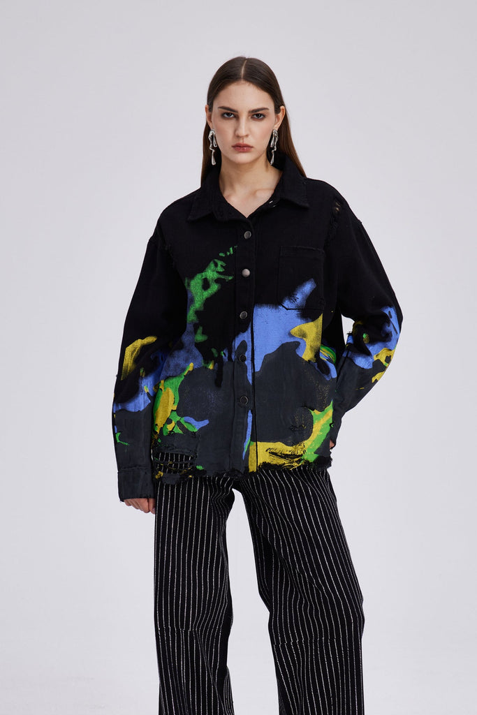 Shop  beautiful dress - Perfect for special occasions | Chastity Print Ripped Denim Jacket