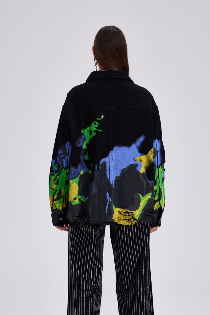 Stylish beautiful dress | Chastity Print Ripped Denim Jacket - Ideal for special occasions