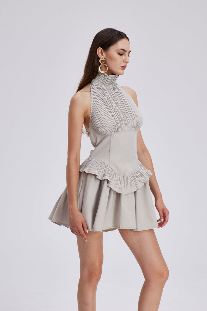Stylish beautiful dress | Chaya Ruch Halter Neck Ruffle Mini Dress - Ideal for special occasions