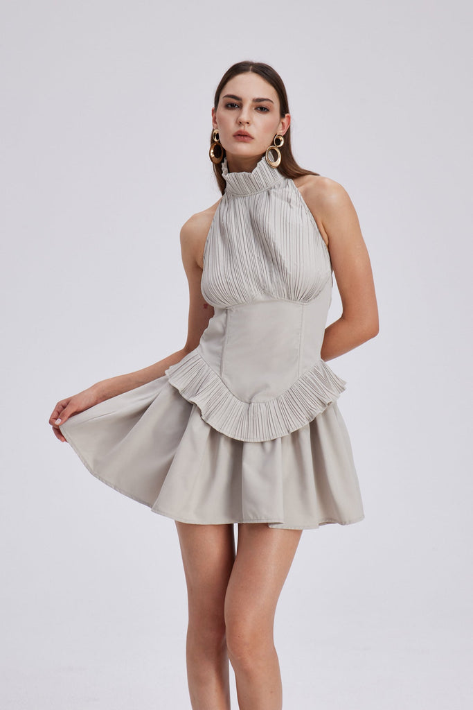 Chaya Ruch Halter Neck Ruffle Mini Dress - Stylish beautiful dress for special occasions | Buy Online