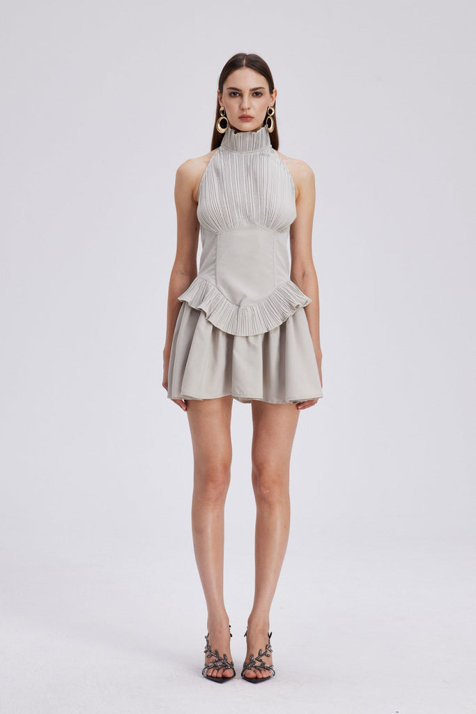 Stylish beautiful dress | Chaya Ruch Halter Neck Ruffle Mini Dress - Ideal for special occasions