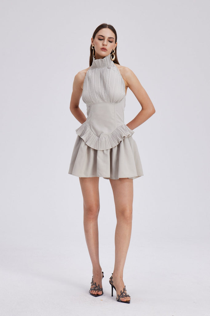 Stylish beautiful dress | Chaya Ruch Halter Neck Ruffle Mini Dress - Ideal for special occasions