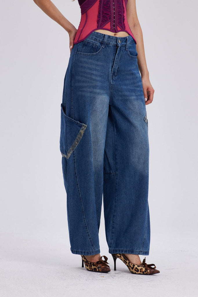 Stylish beautiful dress | Chayyim Leopard Pocket Baggy Jeans - Ideal for special occasions