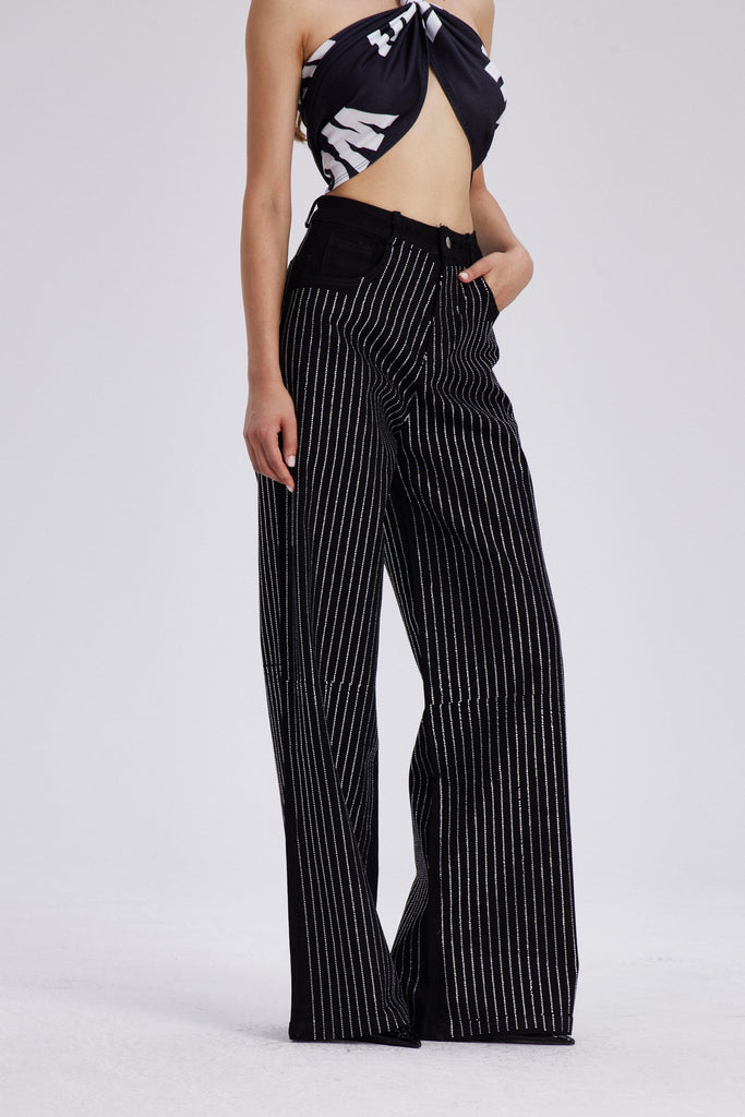 Stylish beautiful dress | Chaz Stripe Rhinestone Jeans - Ideal for special occasions