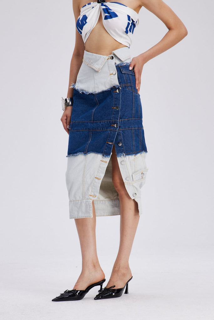 Shop  beautiful maxi - Perfect for special occasions | Che Deconstruct Asymmetric Denim Maxi Skirt