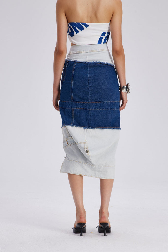 Shop  beautiful maxi - Perfect for special occasions | Che Deconstruct Asymmetric Denim Maxi Skirt
